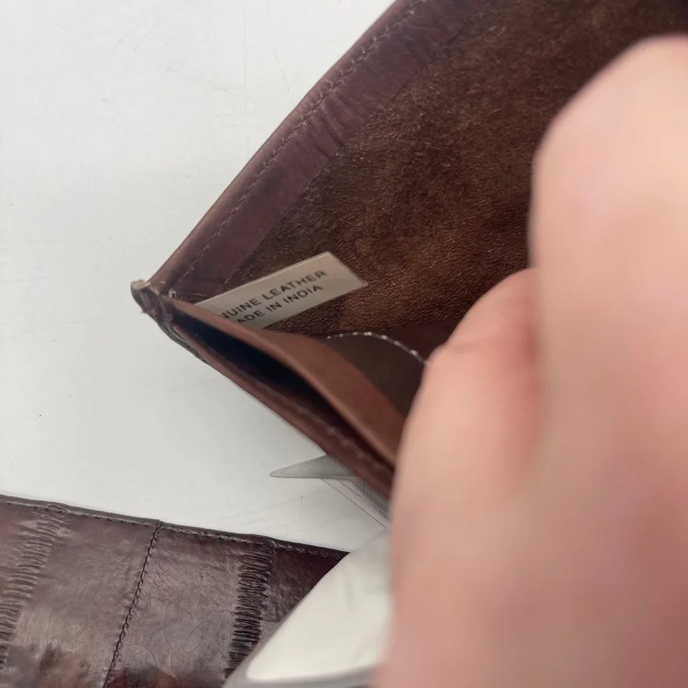 Handcrafted Genuine Leather Bifold Wallet Brown with ID Window Insert